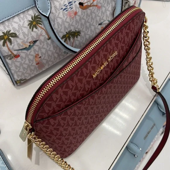 MICHAEL KORS Jet Set Medium Logo Dome Satchel Mulberry Multi - Picture 6 of 16